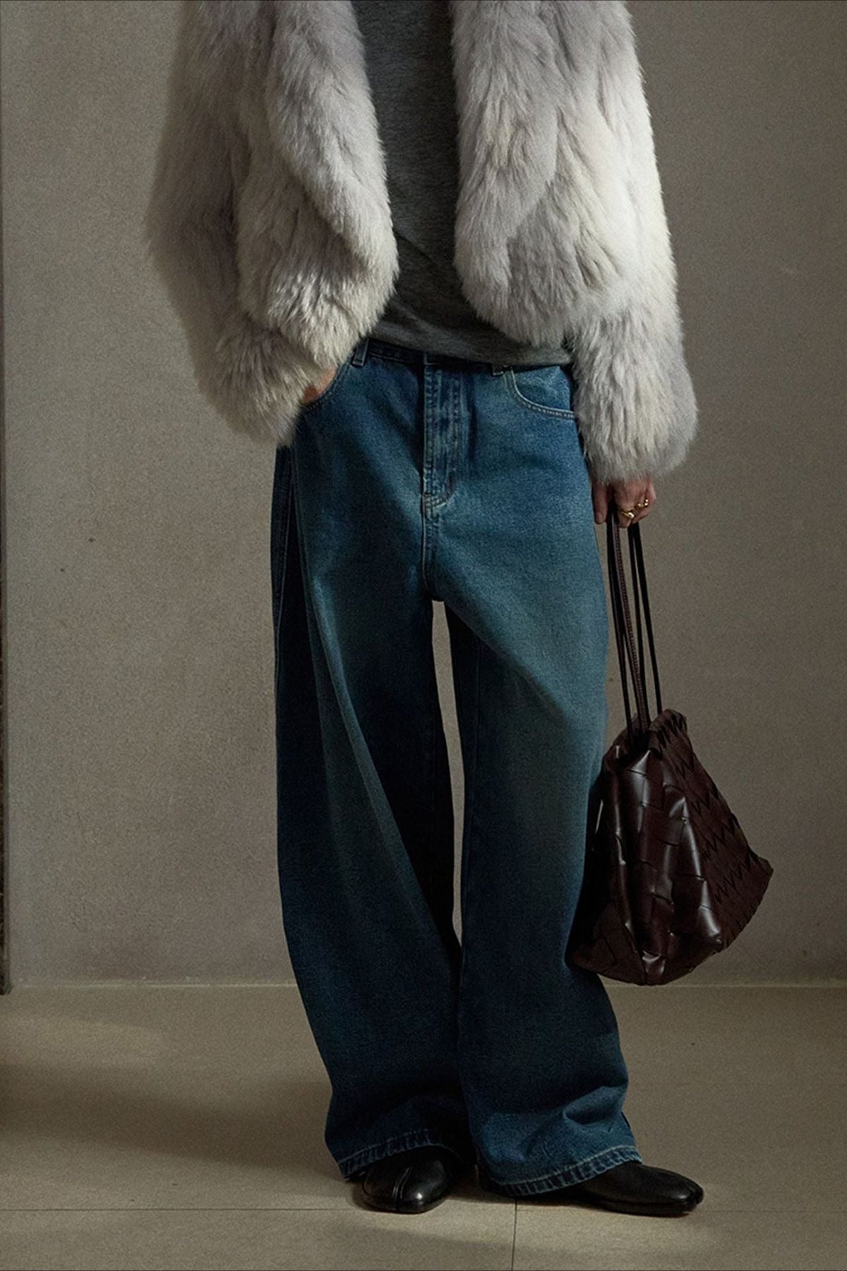 Cotton Feel Fleece Lined Cropped Jeans