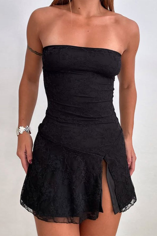Lace Panel Strapless Bodycon Mini Party Dress - View 12