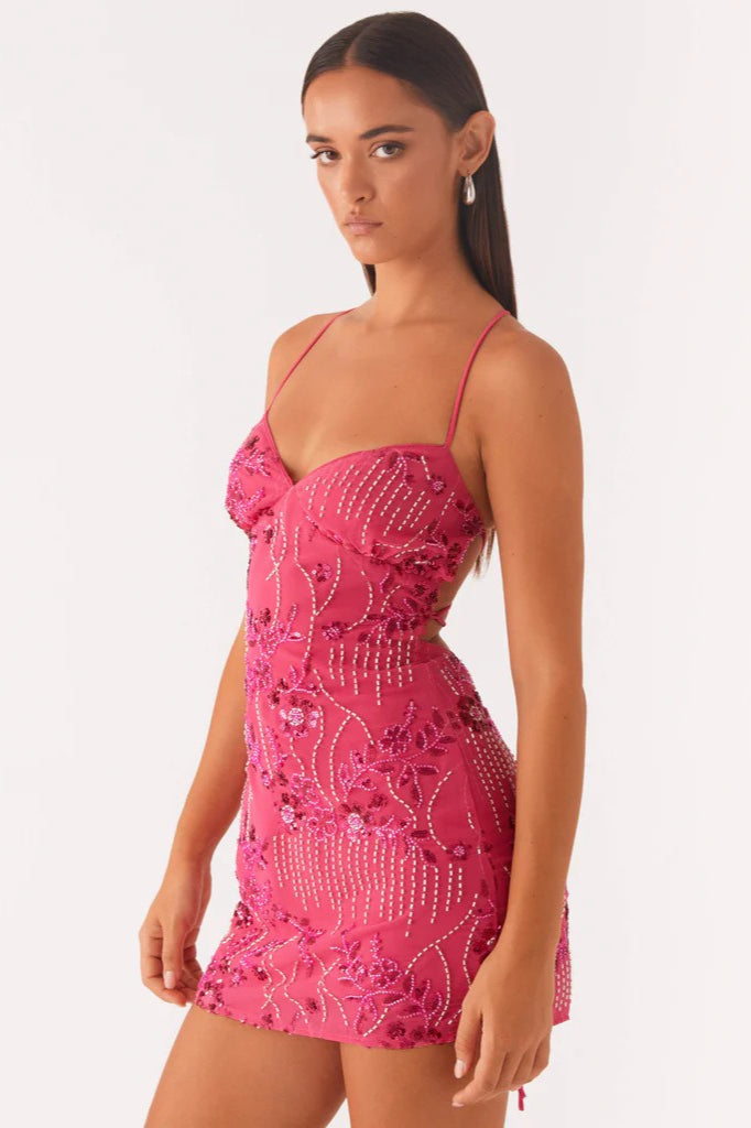 Sequin Spaghetti Strap Backless Bodycon Mini Dress - View 8