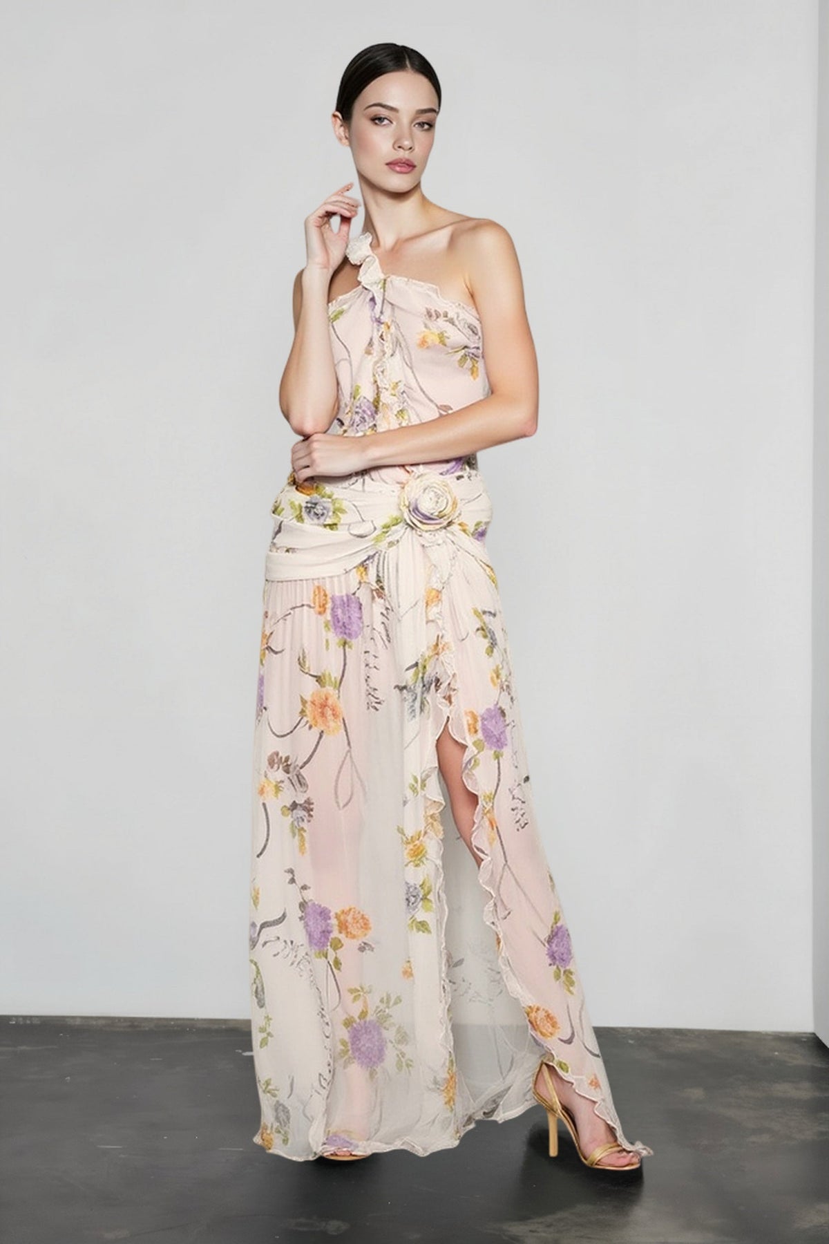 Halter-Neck Floral Dress