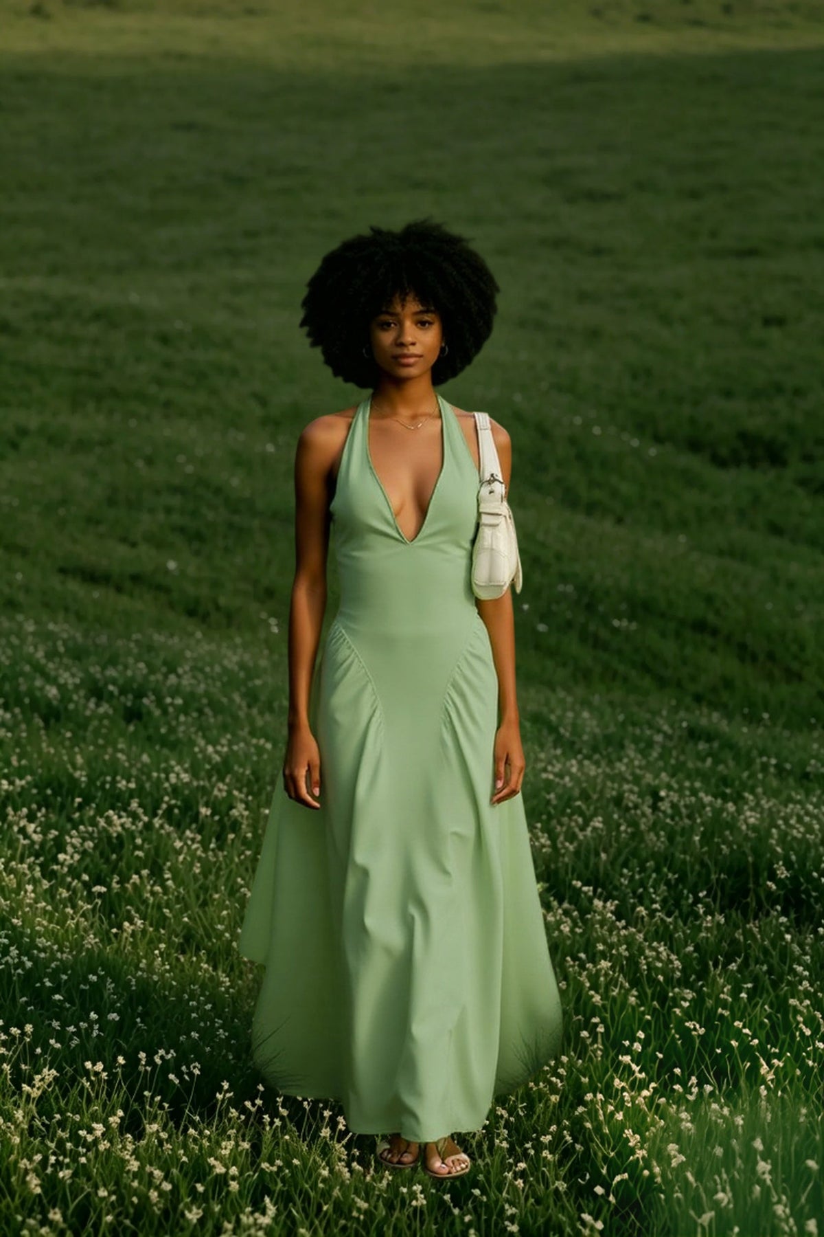Patchwork Backless Midi Dress