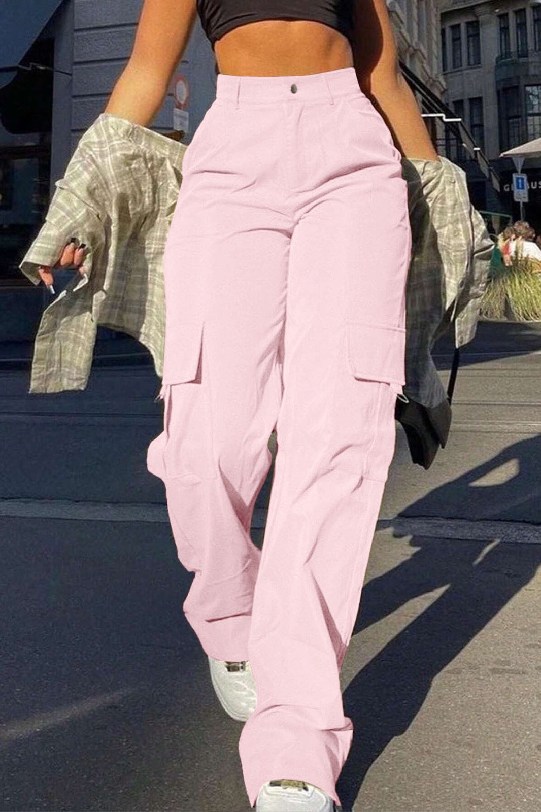 High Waist Multi-Pocket Cargo Straight-Leg Cargo Pants