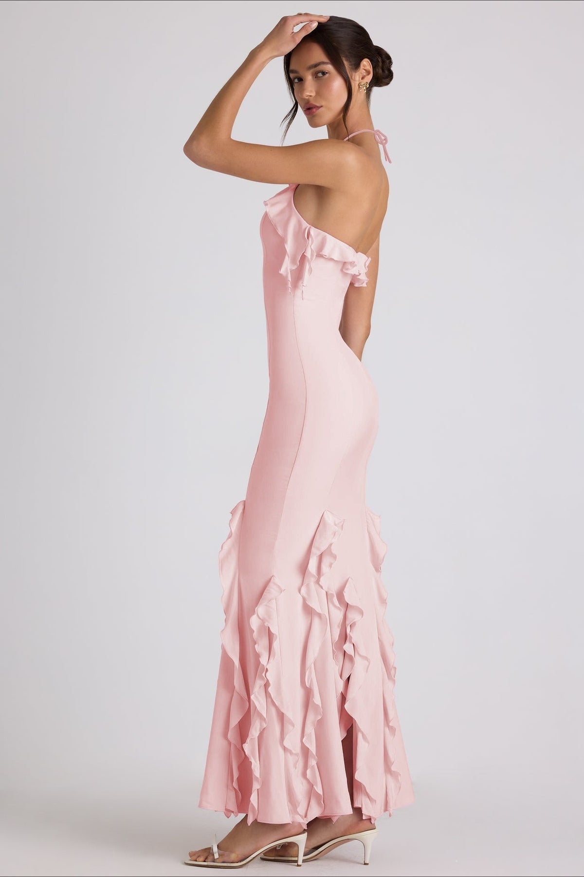 Halter Neck Ruffle Fishtail Mermaid Gown - View 3