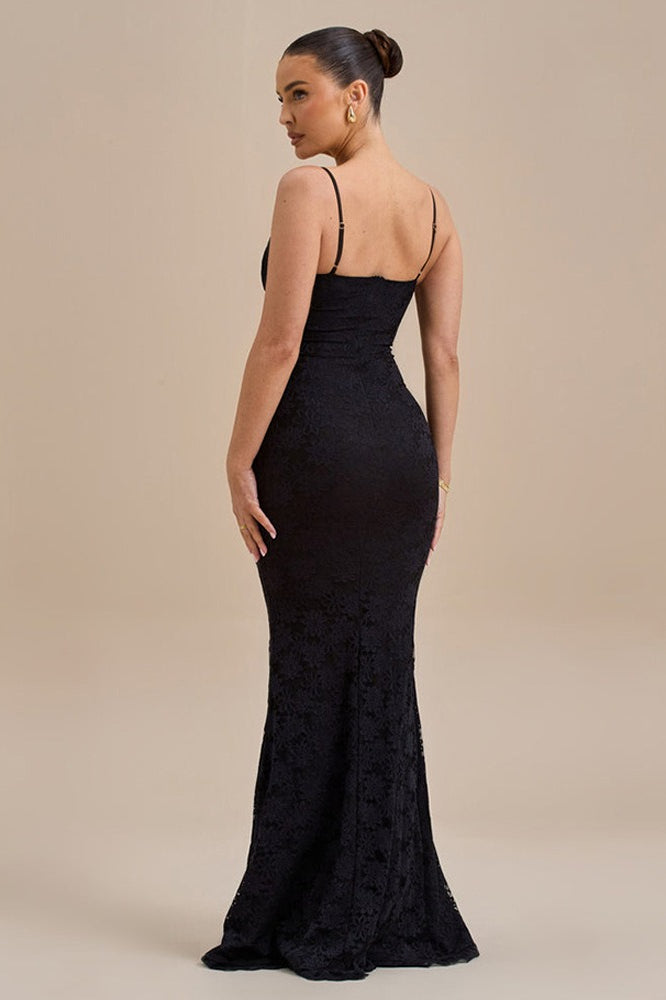 Backless Bodycon Cami Lace Maxi Dress - View 9