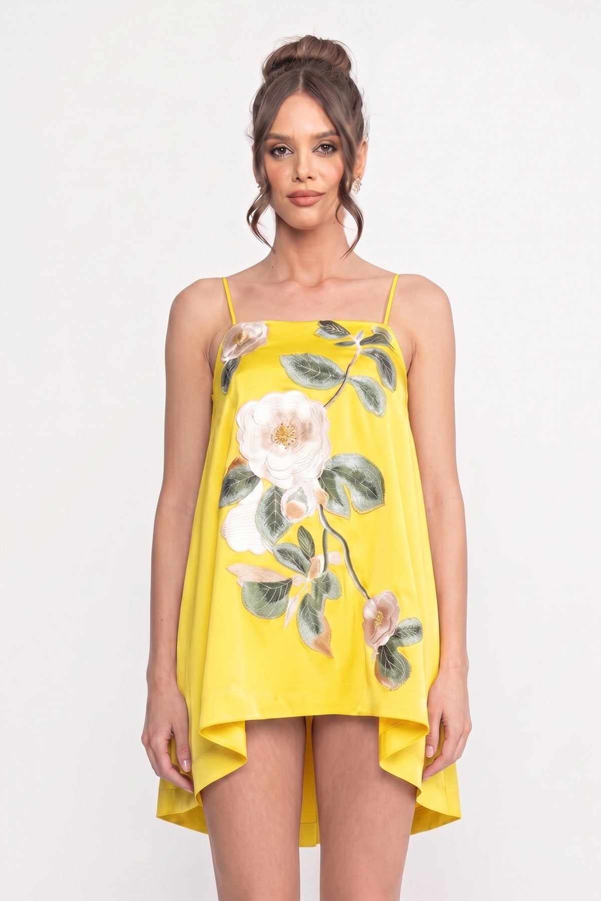 Spaghetti-Strap Mini Dress - Yellow - View 5