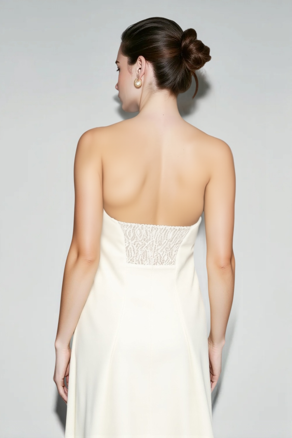Strapless Bandeau Fitted Bodice A-Line Maxi Dress 3