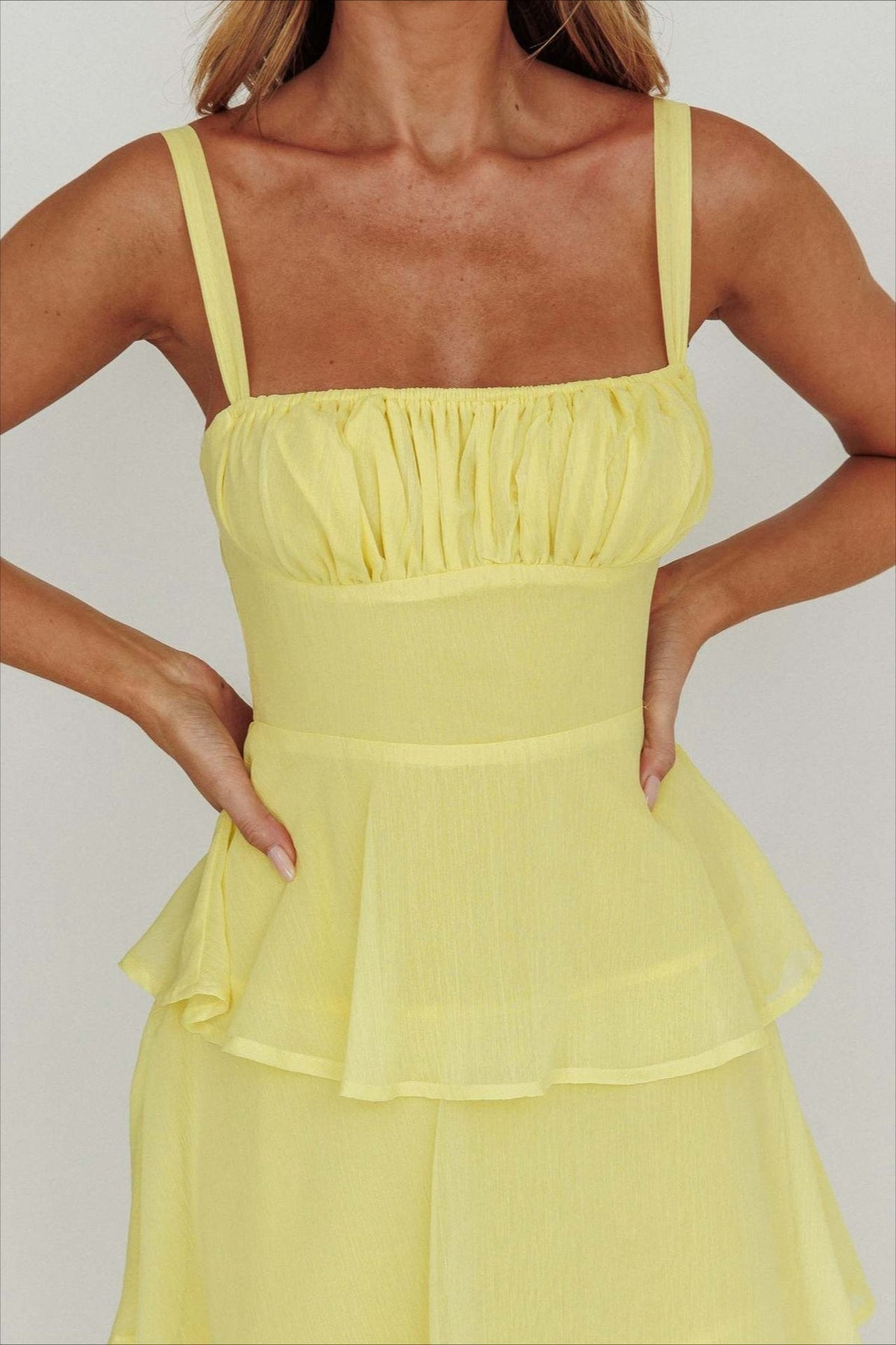 Spaghetti Strap Tiered Ruffle Backless Chiffon Maxi Dress - View 5