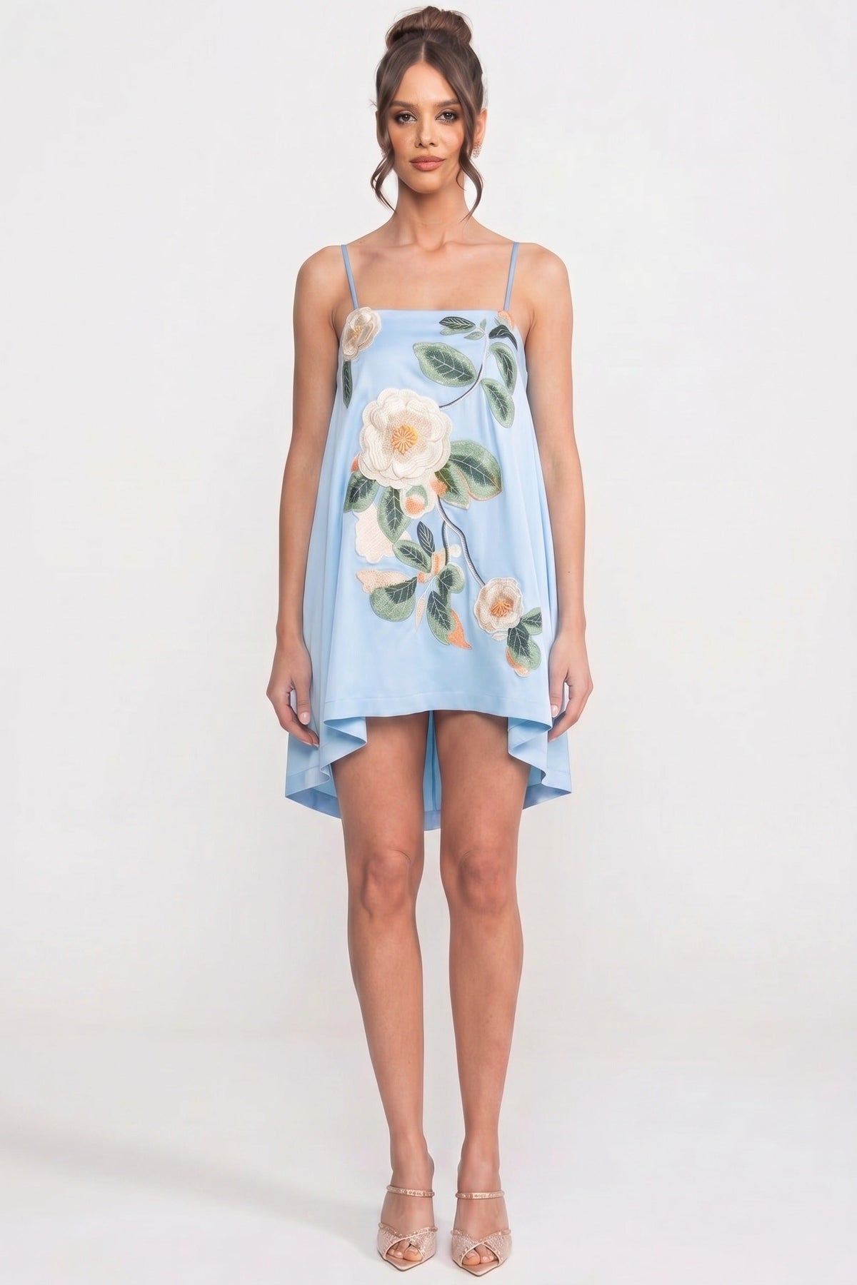 Spaghetti-Strap Mini Dress - Blue - View 5