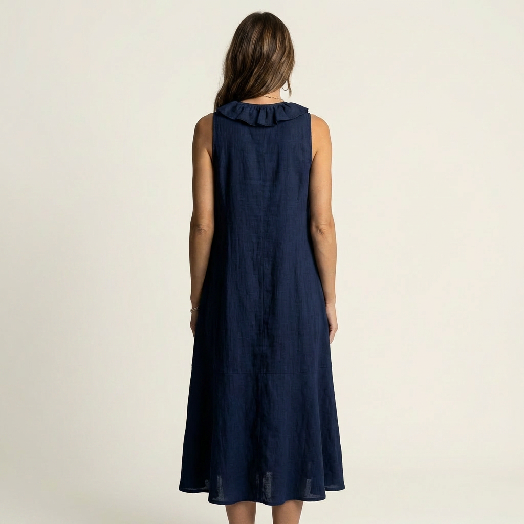 V-Neck Ruffle Front Sleeveless Tiered Midi Dress 9