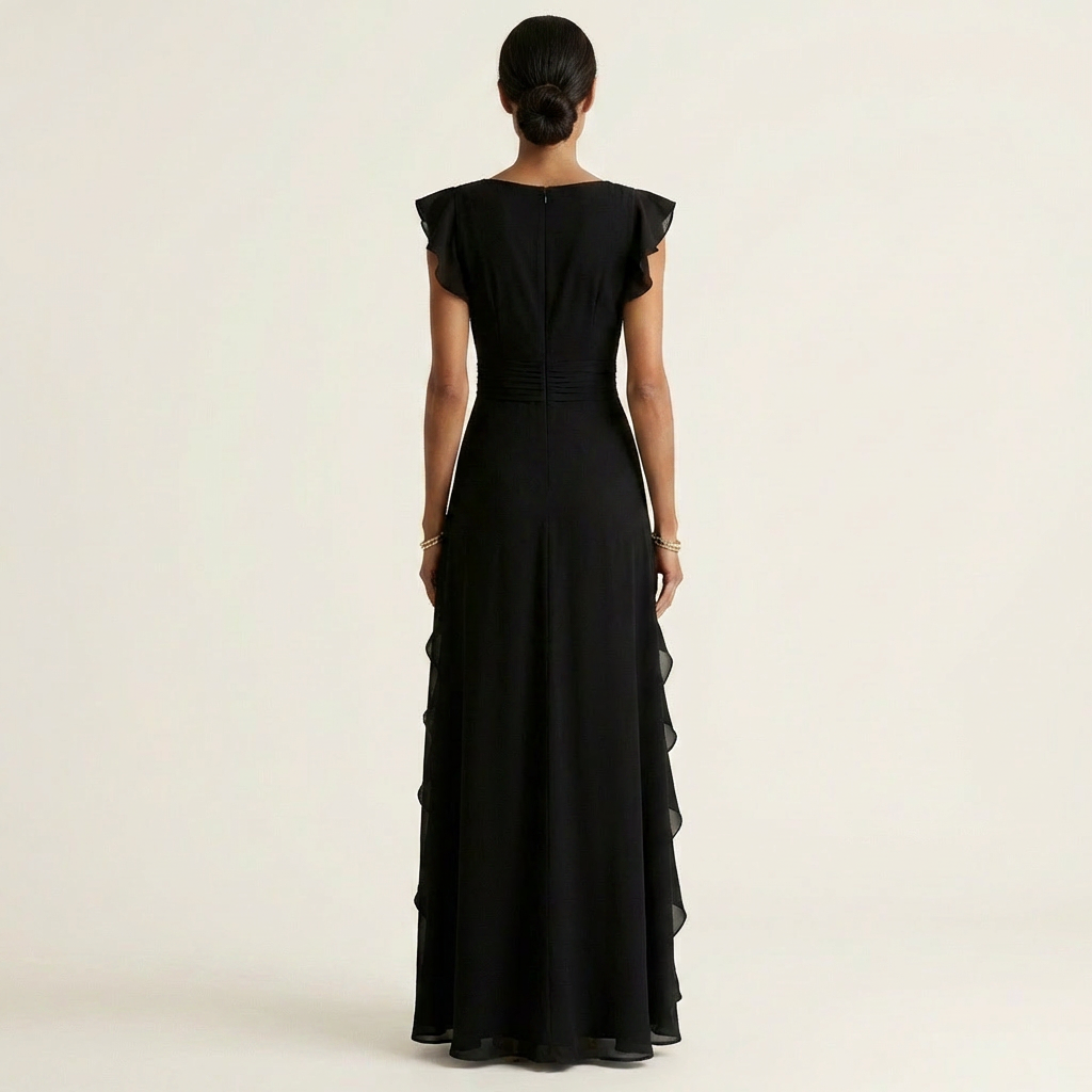 V-Neck Flutter Sleeve Ruffle Wrap Maxi Dress 11