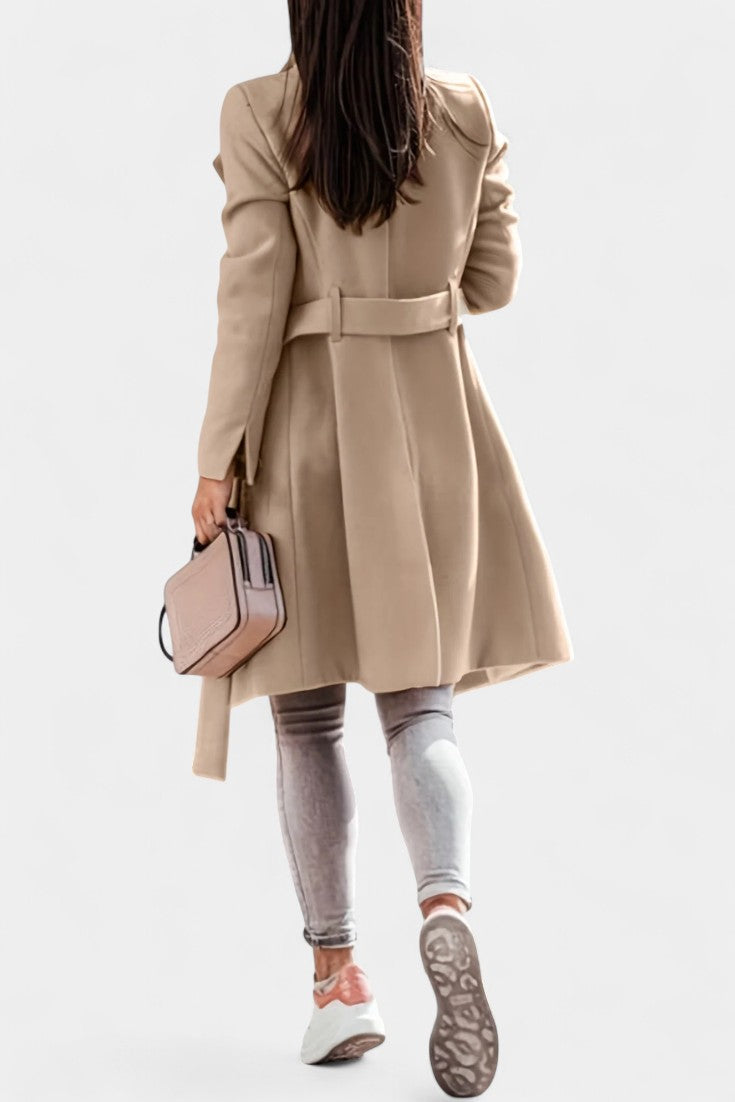 Lapel Button Front Belted Longline Coat 3