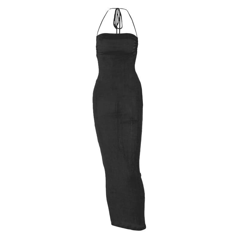 Knit Backless Cowl Neck Maxi Dress - View 12