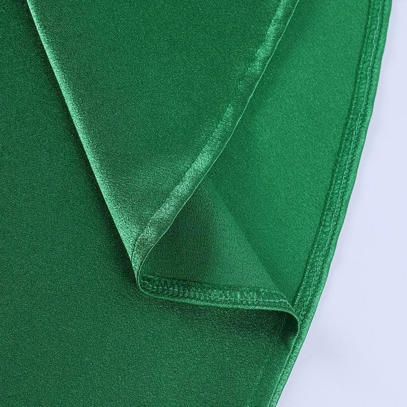 Cowl neck slit satin ruched midi dress - View 9