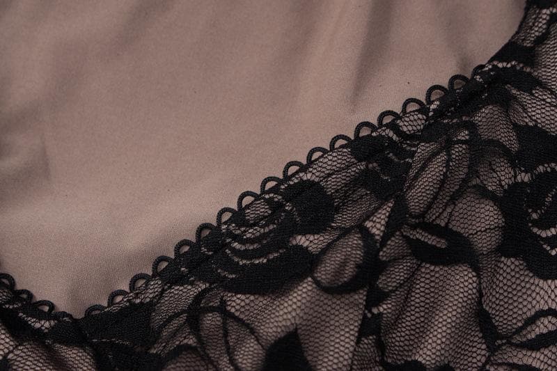 Long sleeve v neck lace contrast patchwork mini dress - View 6