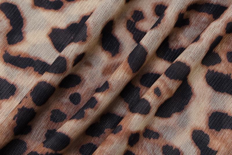PRE ORDER - Mesh leopard print backless self tie ruched maxi dress - View 12