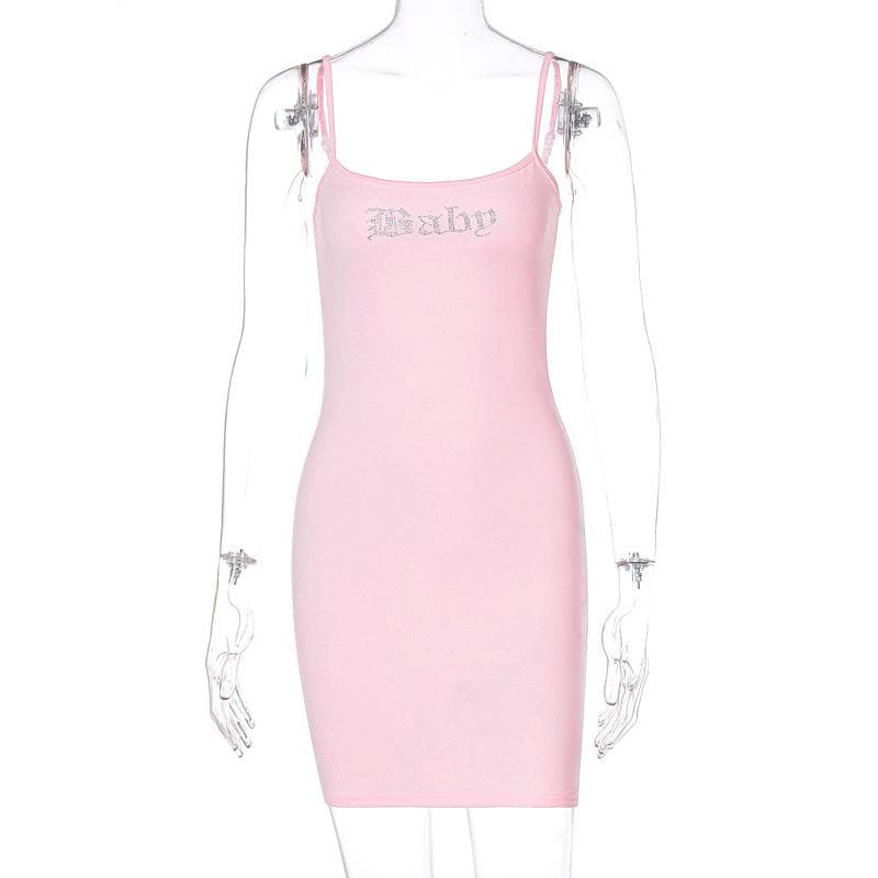 Beaded solid square neck backless cami mini dress - View 8