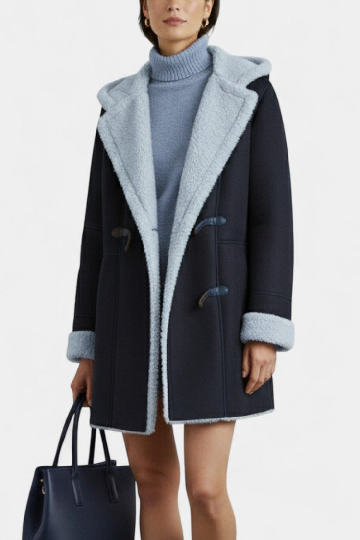 Hooded Faux Shearling Toggle Coat 9