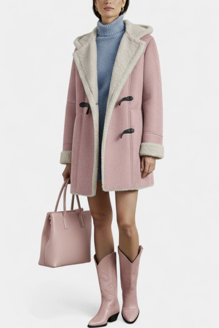 Hooded Faux Shearling Toggle Coat 8