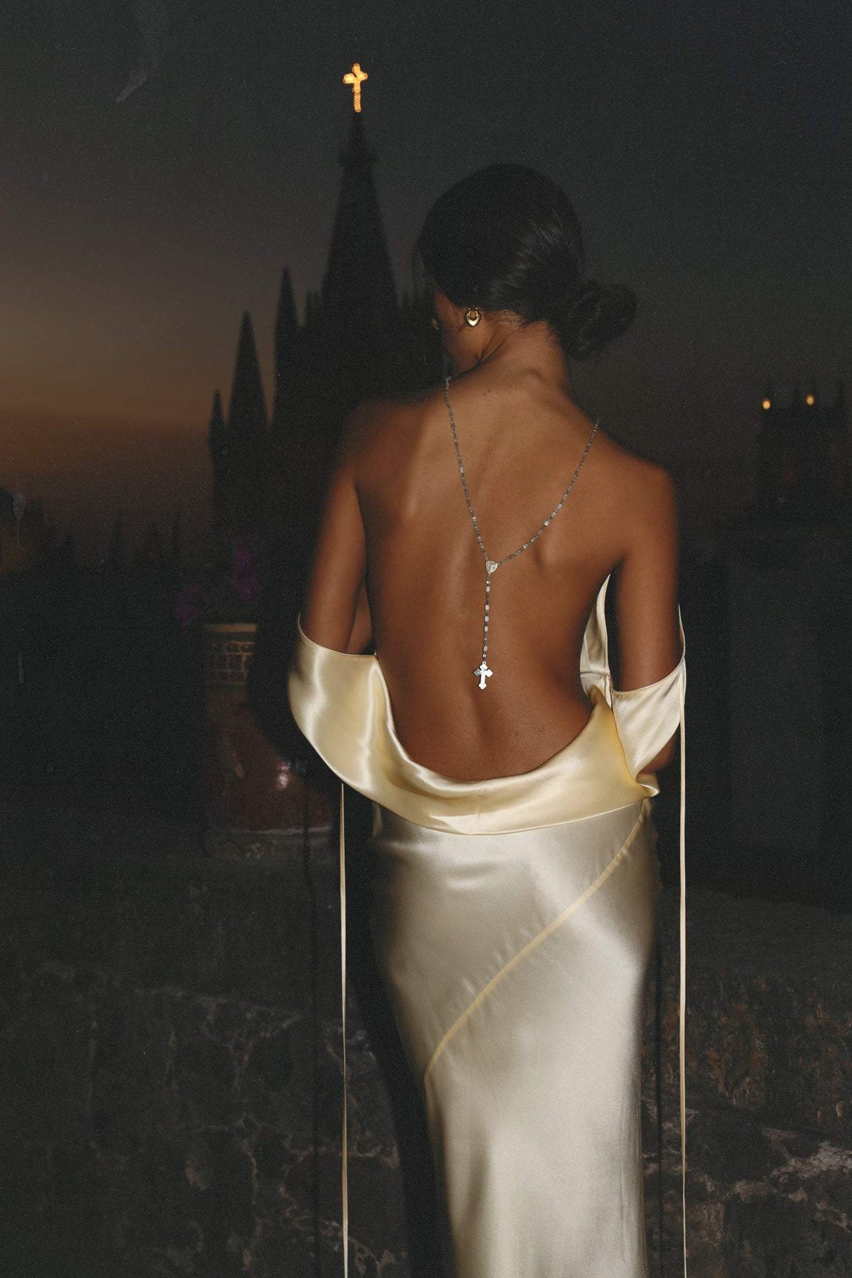 Persis Cowls Backless Satin Maxi Dress - View 5