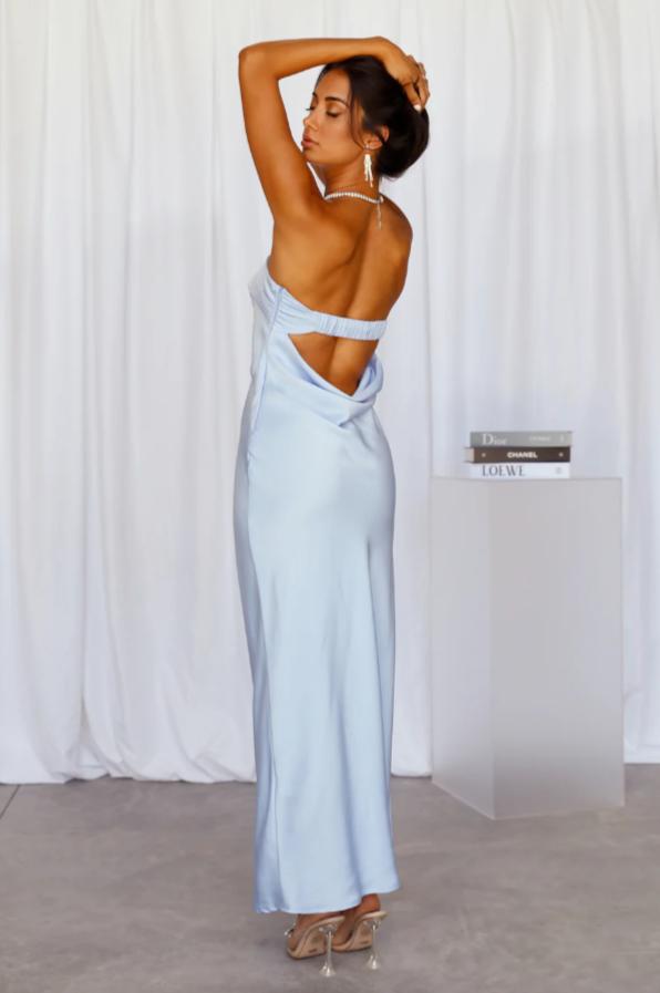 Satin Strapless Cuffed Bust Column Sheath Maxi Dress - View 3