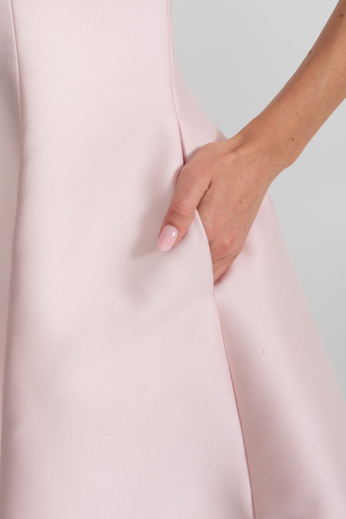 A-Line Mini Dress with Lace Bib – Blush Pink - View 6