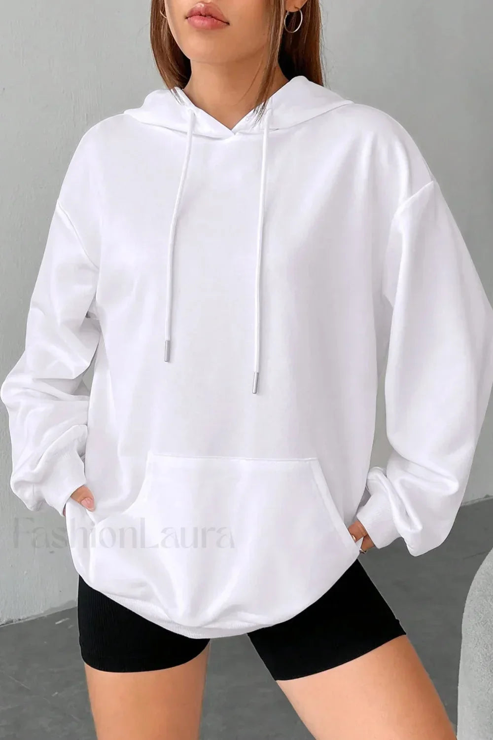 Drawstring Kangaroo Pocket Long Sleeve Oversized Hoodie 2