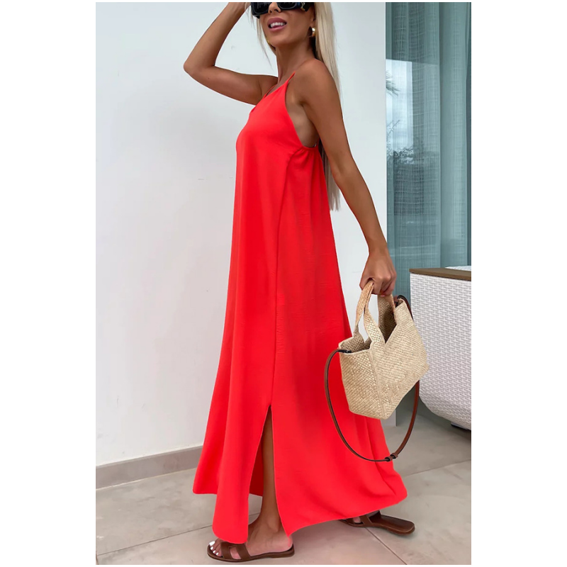 Spaghetti Strap Scoop Neck Flowy A-Line Maxi Summer Dress - View 3
