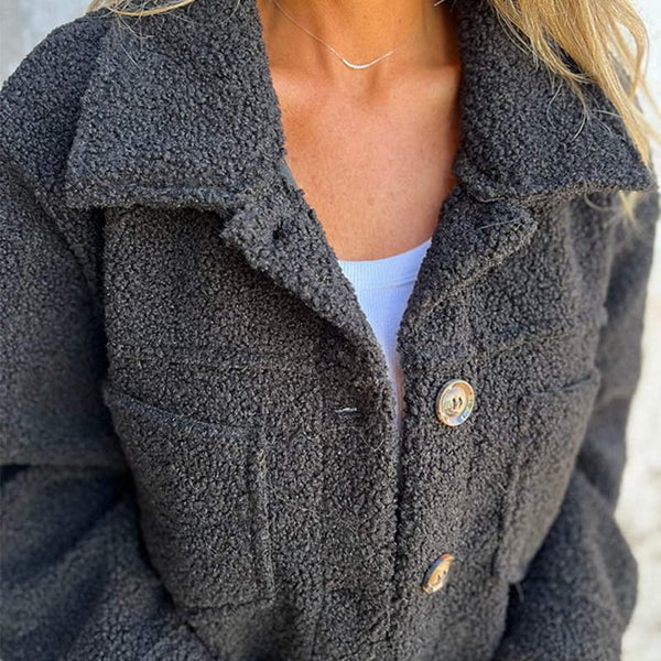 Teddy Fleece Collared Button Front Pocket Shacket Jacket 4