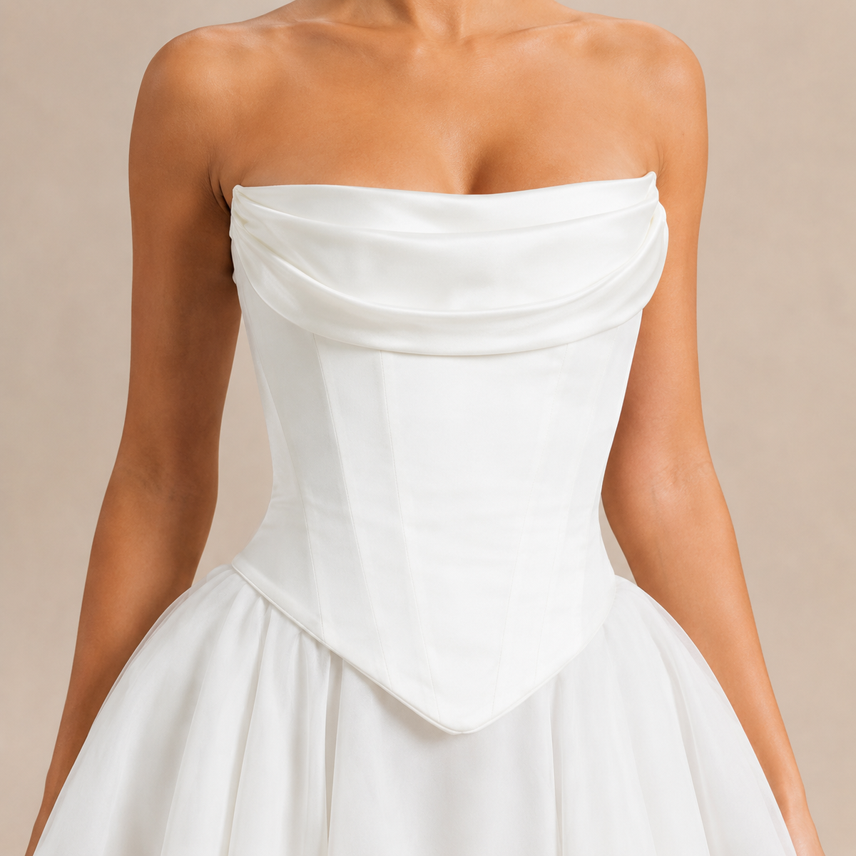 Strapless Corset Organza Flared Mini Dress 2