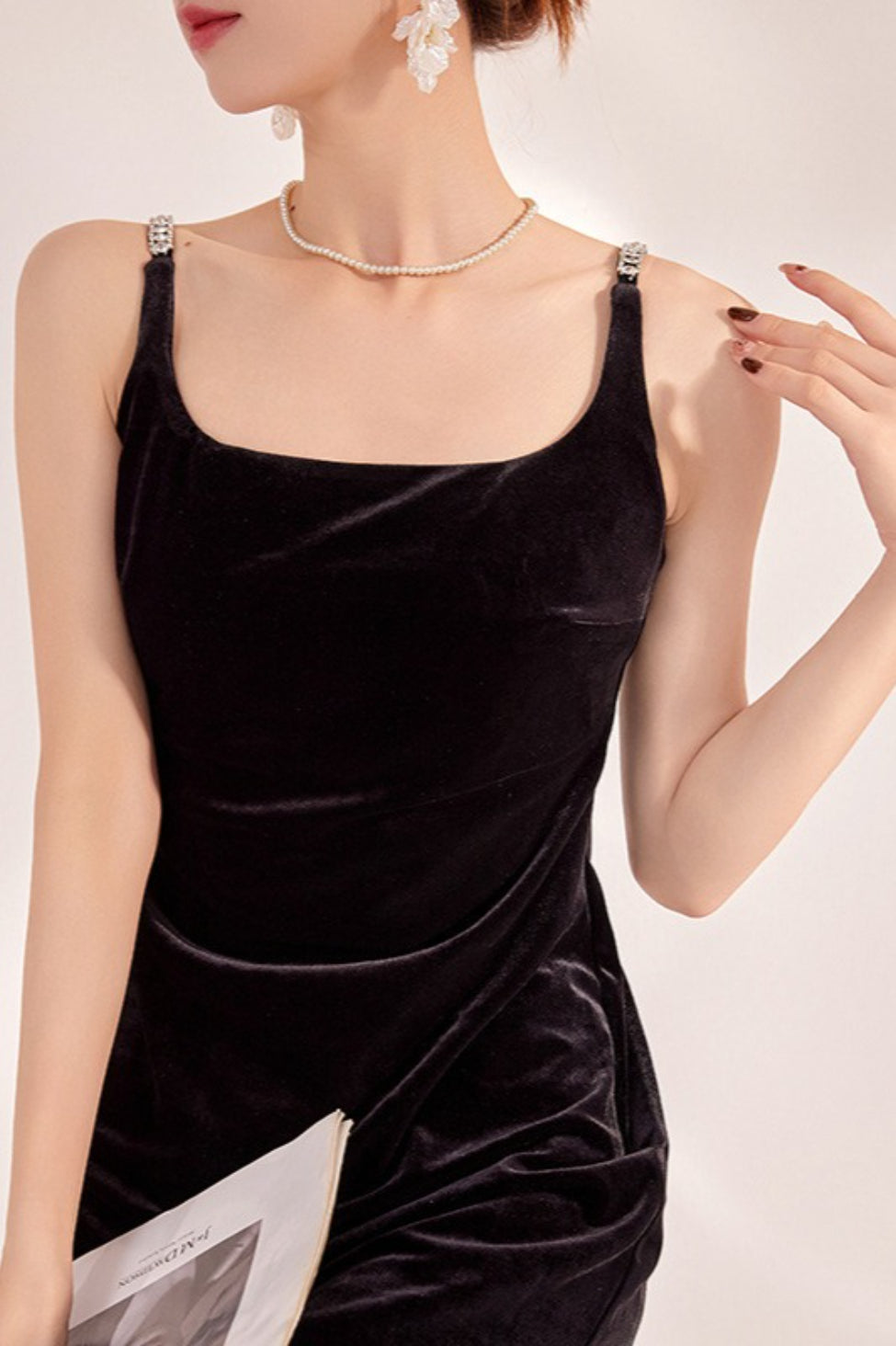 Sexy Velvet Strappy Backless Maxi Dress - View 6