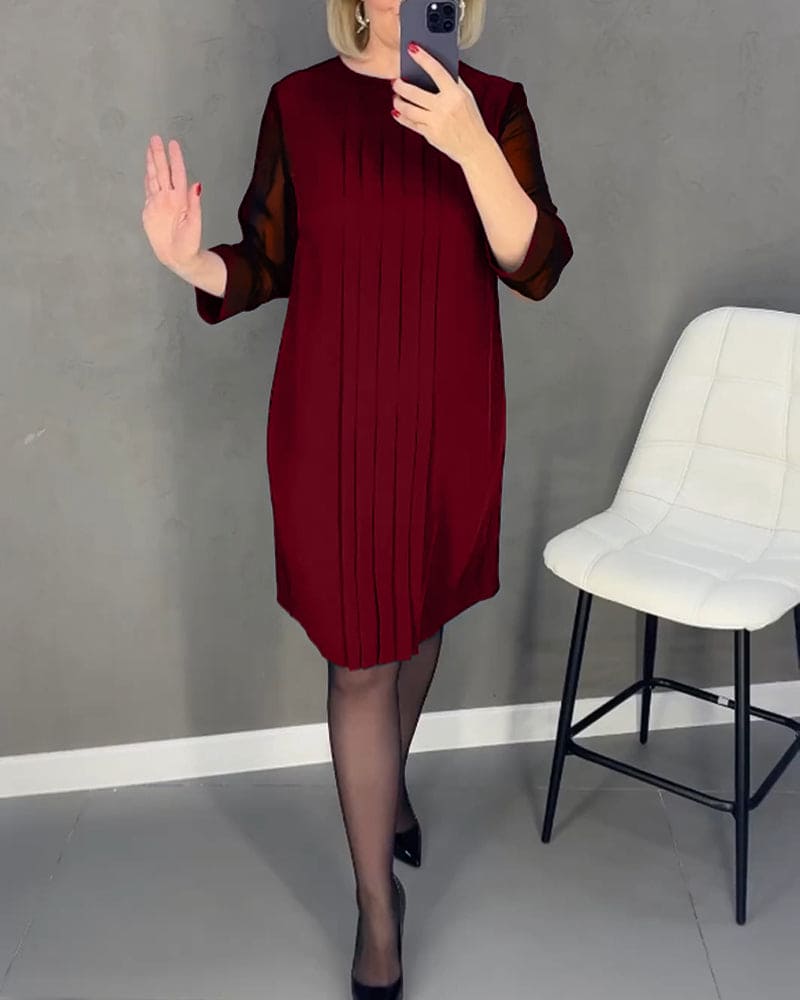 V-Neck 3/4 Sleeve Ruched Midi Dress - View 15