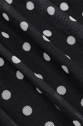 Polka Dot Ruched Lace Mesh Cami Maxi Dress - View 5