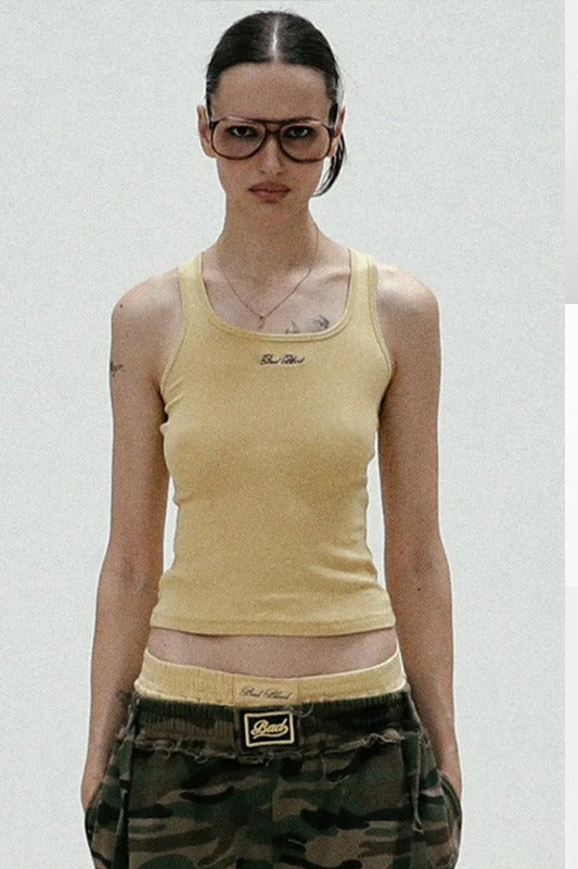 Letter Embroidery Racerback Tank Top