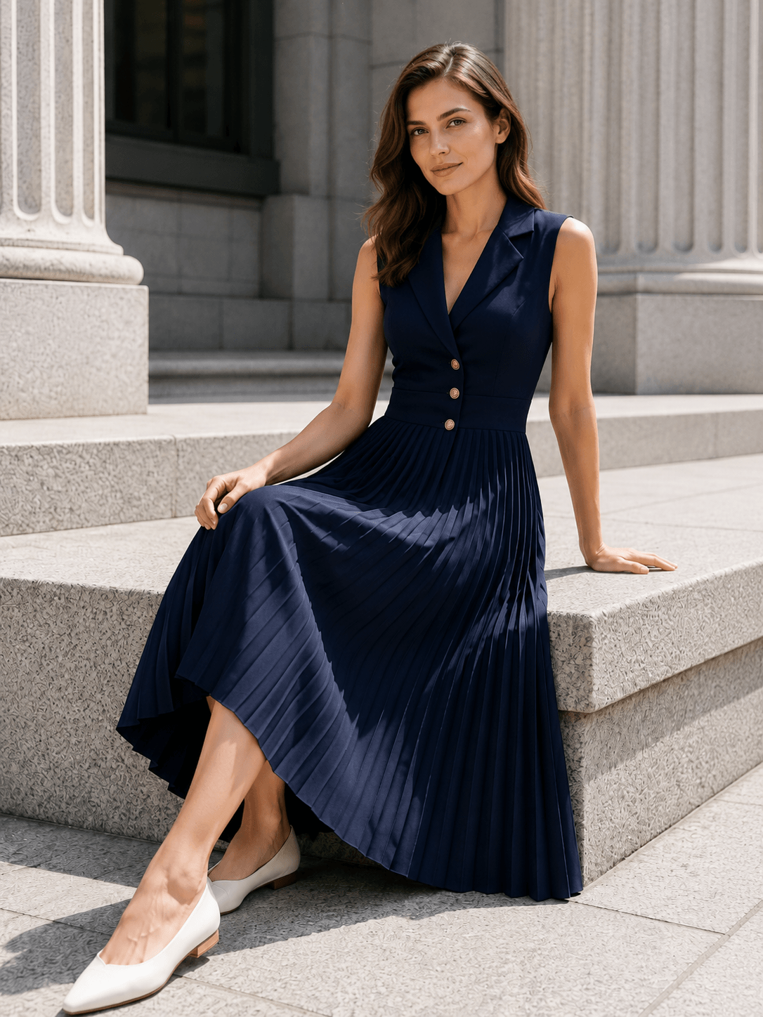High-Waist Ruched Dress