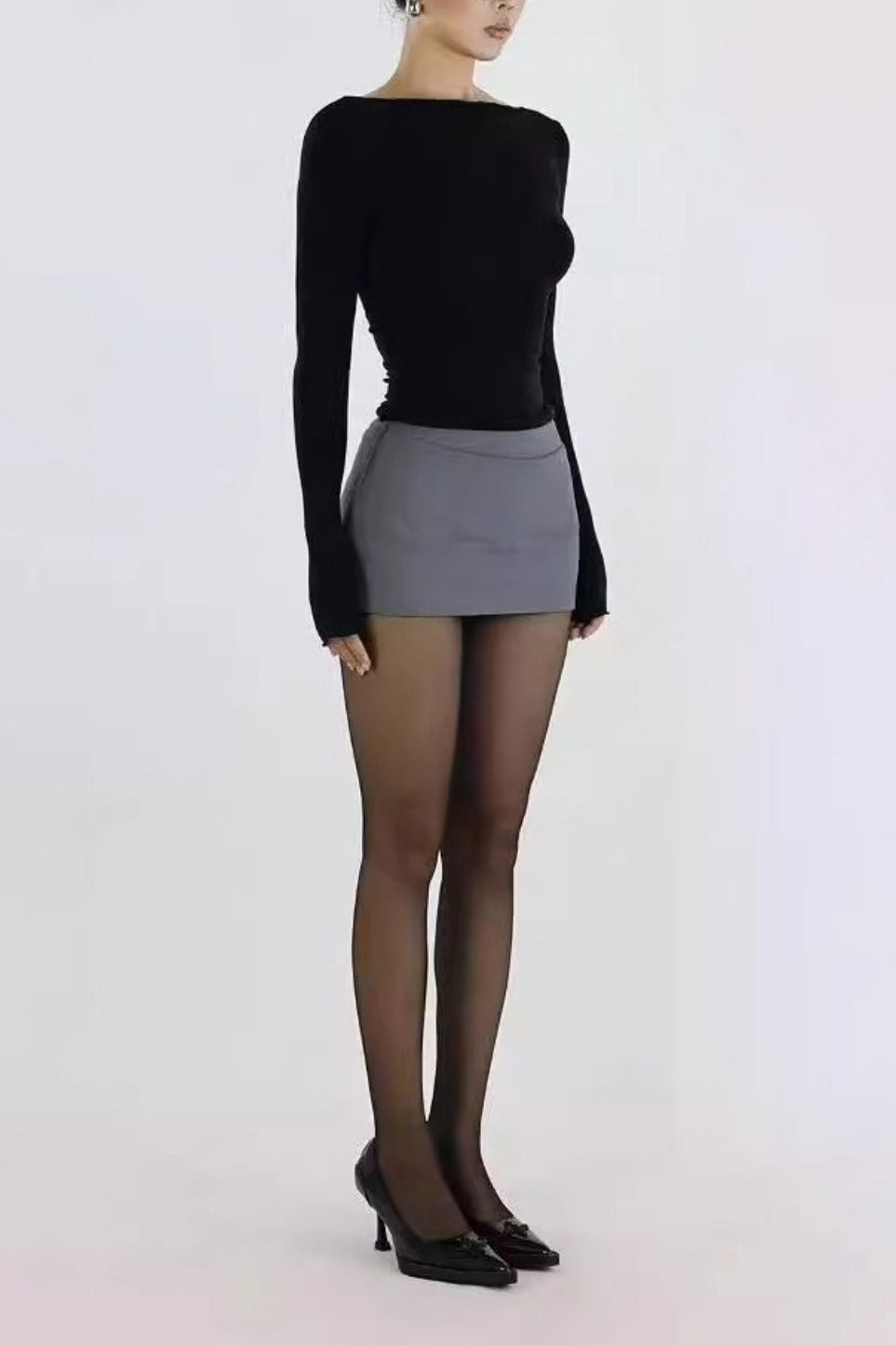 Bodycon Pleated Denim Mini Skort