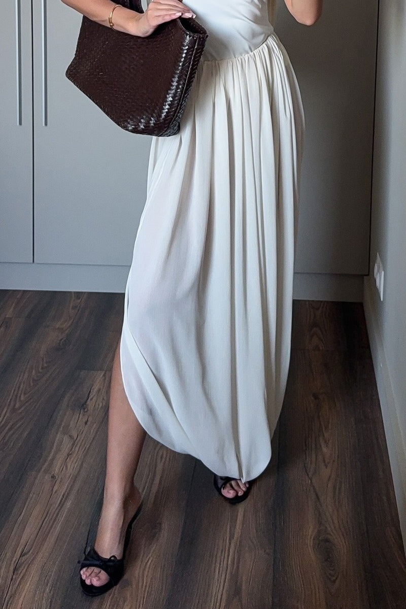 Draped Asymmetric Hem Tulip Skirt