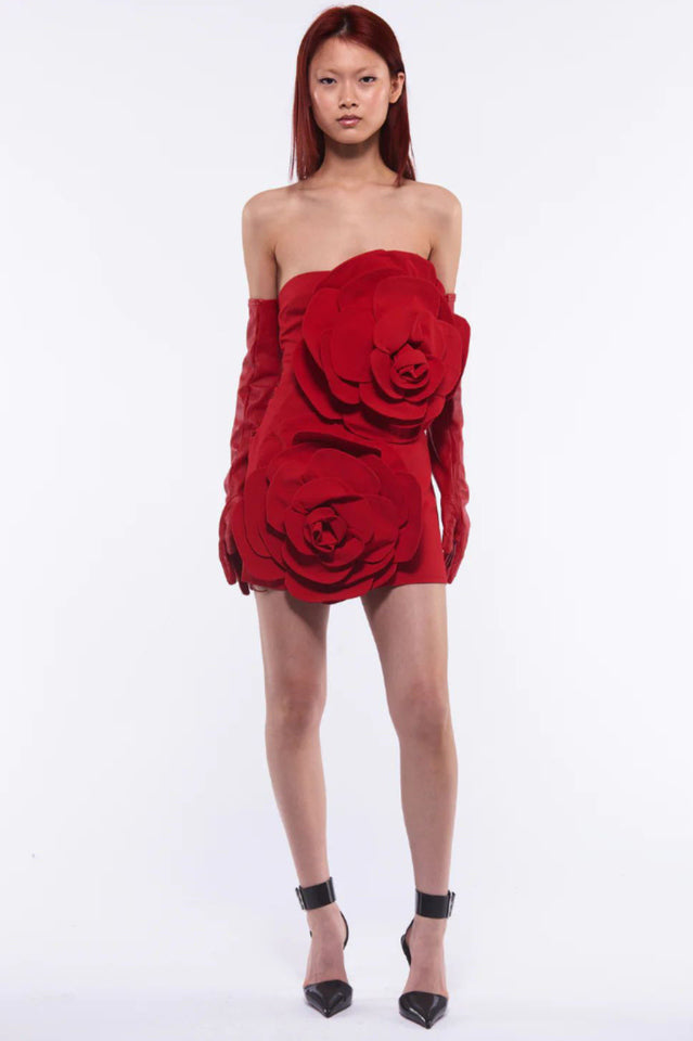 3D Floral Strapless Bodycon Mini Dress - View 7