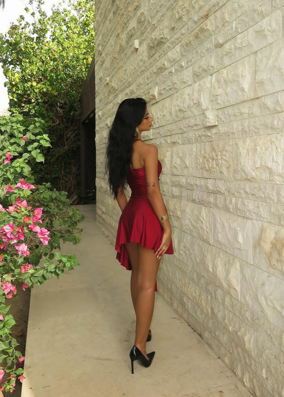 Satin Halter Neck Sleeveless Bodycon Mini Dress - View 6