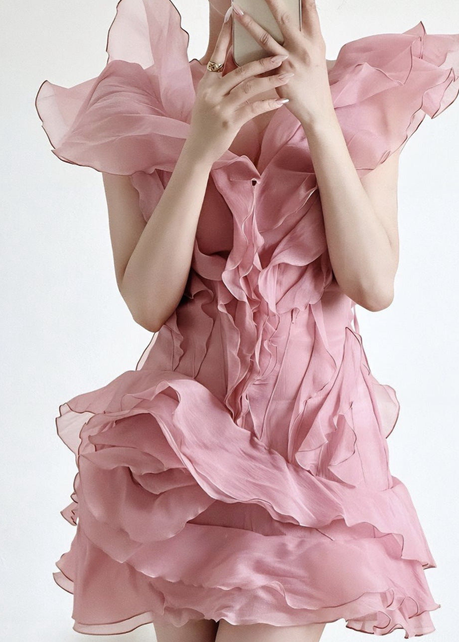 Aurelia Ruffled Organza Mini Dress - View 8