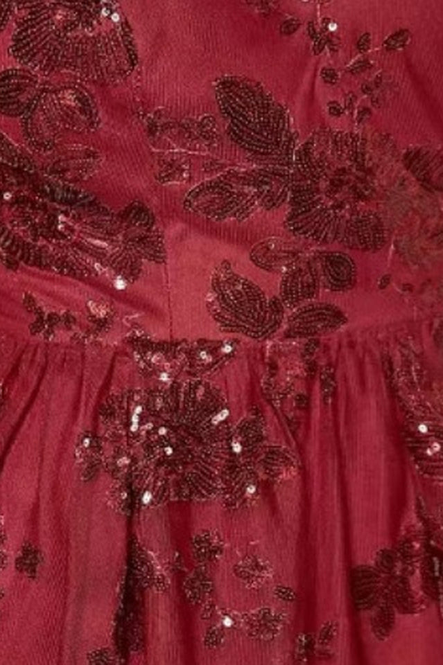 Sequin V-Neck Sleeveless Backless Bodycon Mini Dress in Burgundy - View 4
