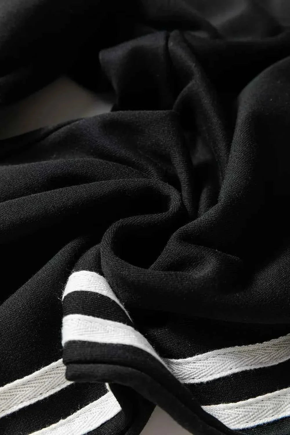 Striped Detail Crewneck Pullover Elastic Sweatpants