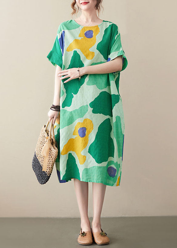 Abstract Print Oversized Short Sleeve Relaxed Shift Midi Dress - View 4