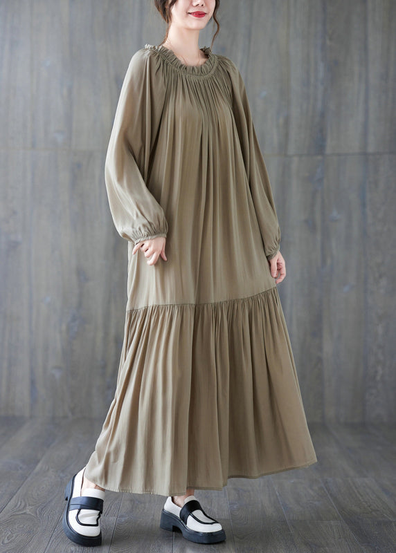 Gathered Neck Puff Sleeve Tie Belt Tiered Ruffle Flowy Maxi Dress - View 2