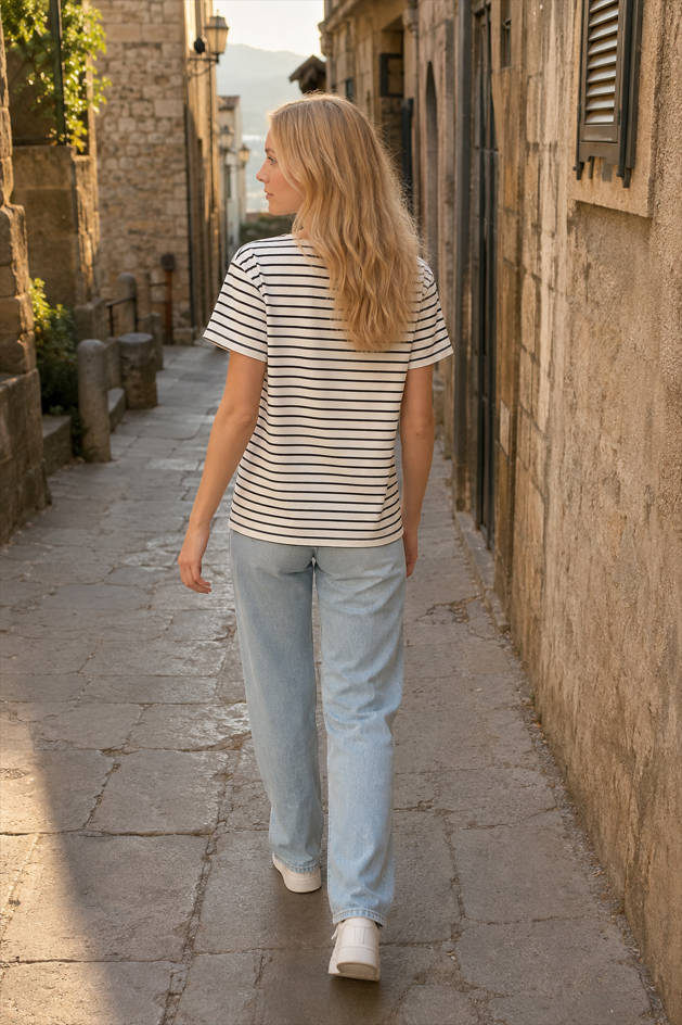 Striped Cotton Knitted T-Shirt