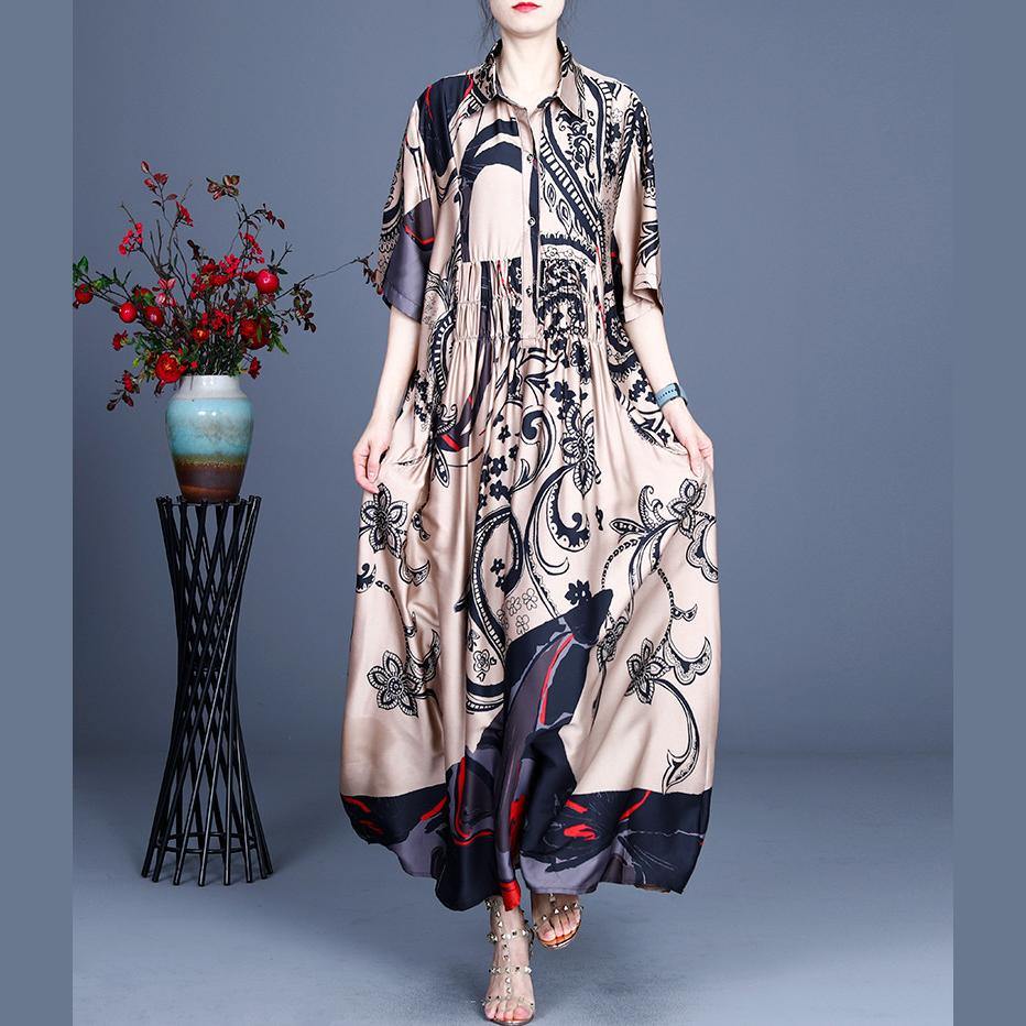 Paisley Print Collared Smocked Waist Short Sleeve Maxi Dress - View 2