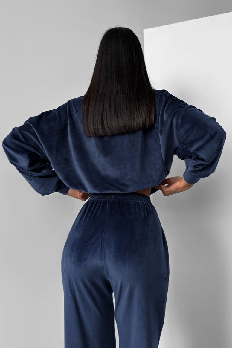 Stand Collar Knit Sweatsuit Activewear Set