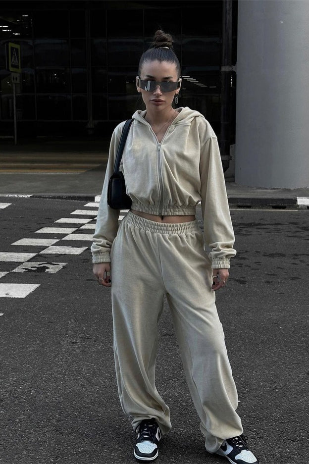 Street Style Zip Hoodie Joggers Activewear Set