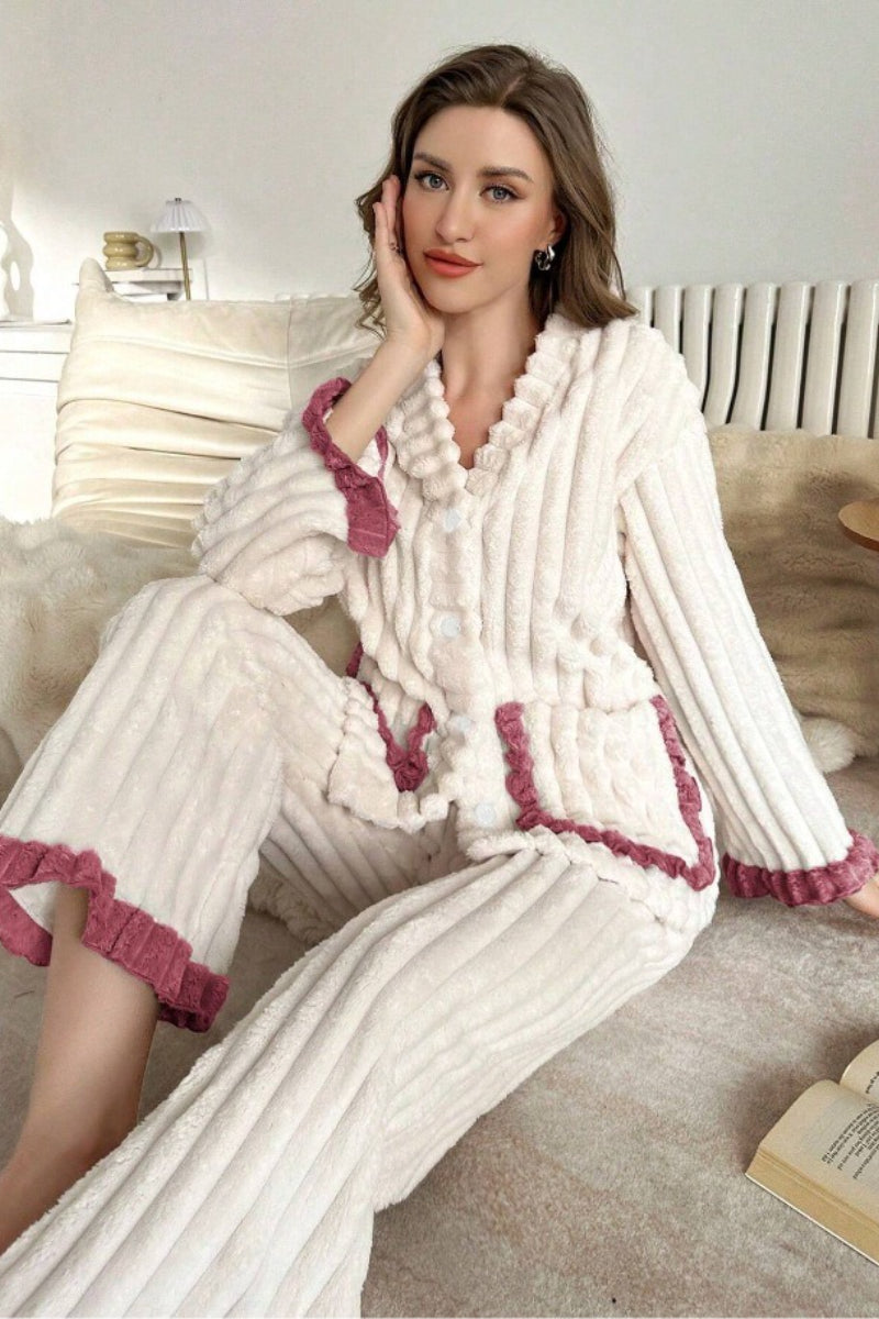 Floral Fleece Sleepwear Pajama Set