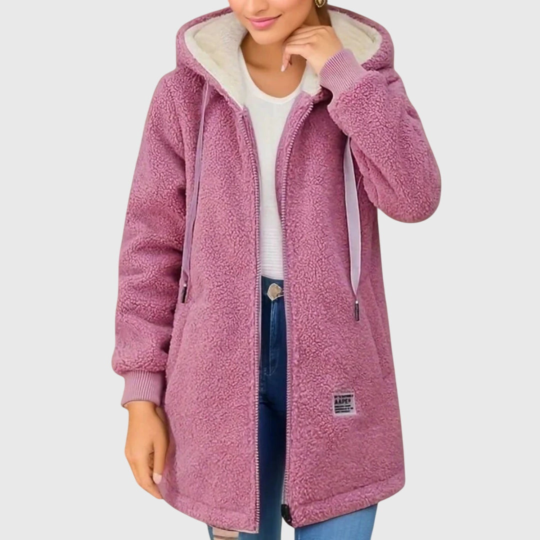 Hooded Zip Front Sherpa Fleece Jacket with Pockets 4
