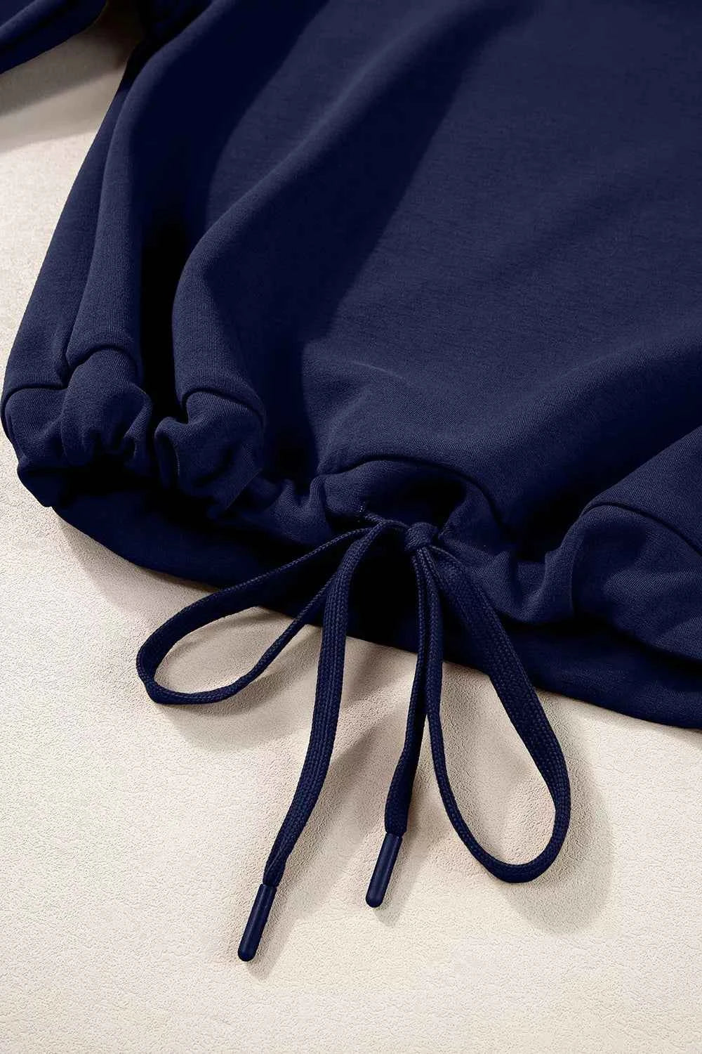 Cowl Neck Drawstring Pullover Wide Leg Pants Set
